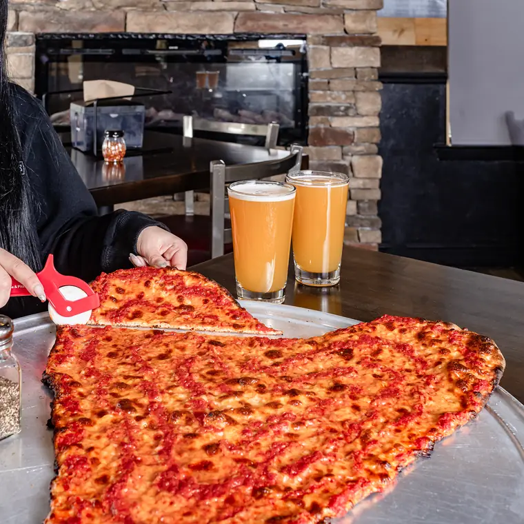 A single slice off the 24 inch pizza at Wayne Ale House