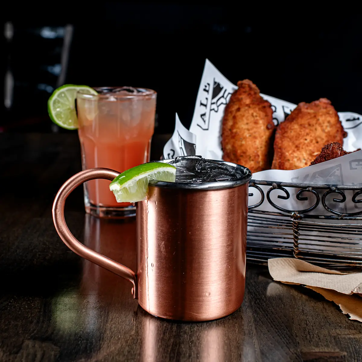 A Moscow mule on the bar at Wayne Ale House